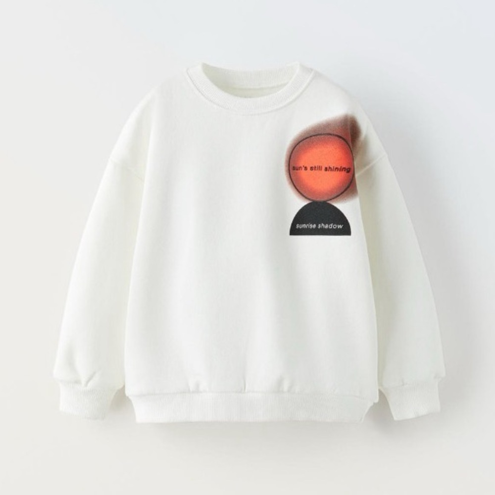 Zara kids, white, Raised text sweatshirts, 2-3 years